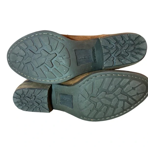 Born Brown Leather Suede Chelsea Ankle Boots Western Low Heel Size 7.5 - Picture 4 of 6